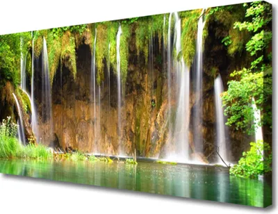 Produktbild von Tulup Leinwand-Bilder 100x50 Wandbild Canvas Kunstdruck Wasserfall See Natur