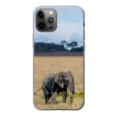 Produktbild von MuchoWow® Handyhülle Schutzhülle Hülle für iPhone 13 Pro Elefant - Gras - Tiere - Natur Silikon Softcase Handy Hülle - Handy-Tasche