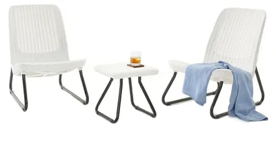 Produktbild von Dmora Gartenmöbel Set Canmore, Weiß, 2-Sitzer und Tisch