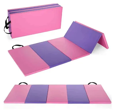 Image de Tapis de gymnastique pliable - Tapis d'entraînement en 5 parties - 190 x 79 x 3 cm - Mousse EPE - Poignées de transport - Pour yoga, Pilates, gymnastique