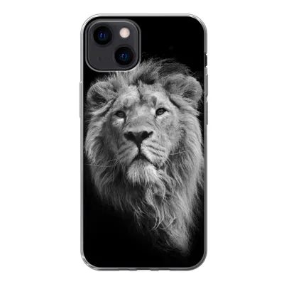 Produktbild von MuchoWow® Handyhülle Schutzhülle Hülle für iPhone 13 Löwe - Porträt - Schwarz - Weiß Silikon Softcase Handy Hülle - Karteninhaber