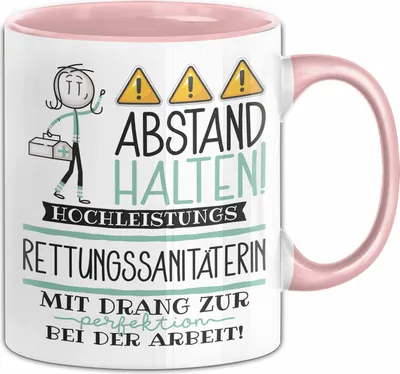 Produktbild von Rettungssanitäterin Tasse Geschenk Lustig Abstand Halten Hochleistungs-Rettungssanitäterin Mit Drang Zur Perfektion Bei Der Arbeit (Rosa)
