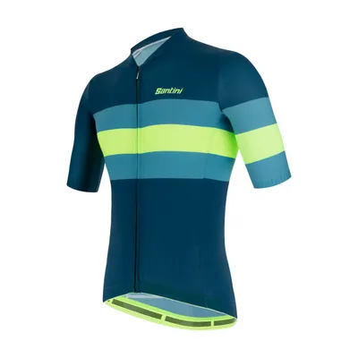 Produktbild von SANTINI Kurzarm Fahrradtrikot - ECOSLEEK BENGAL - Blau/Hellgrün S