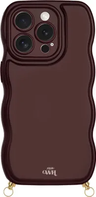 Produktbild von Glossy Wavy Cord Hülle Burgundy  - Kompatibel mit iPhone 14 Pro Max
