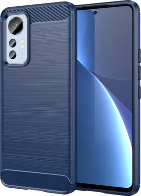 Produktbild von Xiaomi 12 Lite Hülle, Carbon-Faser TPU Silikon Stoßfest Schutzhülle für Xiaomi 12 Lite Blau