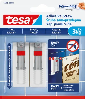 Produktbild von Tesa verstellbare Klebeschraube Fliesen 2 x 3kg