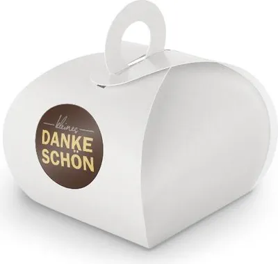 Produktbild von SET kleines Dankeschön (Motiv19) 24x Geschenkschachtel mit Griff weiß  + Sticker