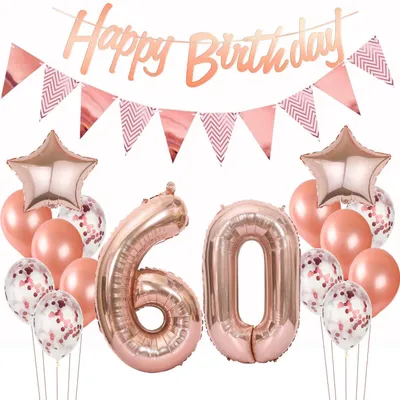 Produktbild von Geburtstagsdeko 60. Geburtstag Roségold Set für Frauen & Mädchen