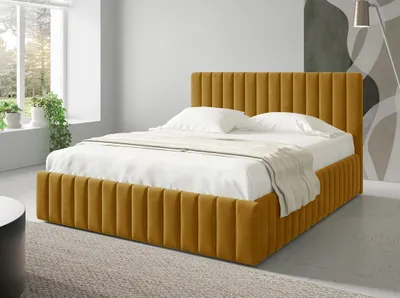 Obrázek produktu pro Manželská postel s úložným prostorem 180x200 ONANCOK 1 - hořčicová