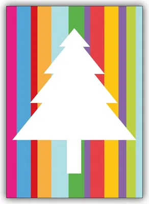 Produktbild von Bunte Designer Weihnachtskarte mit Streifen und Weihnachtsbaum