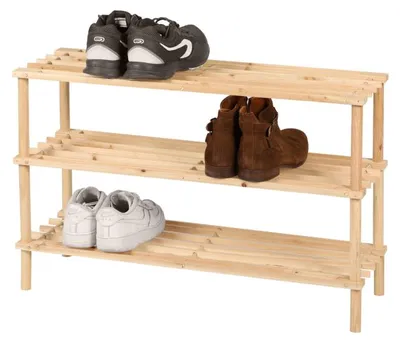 Image de DOCHTMANN Meuble à chaussures en bois à 3 étagères 73,5 x 48,5 x 26 cm