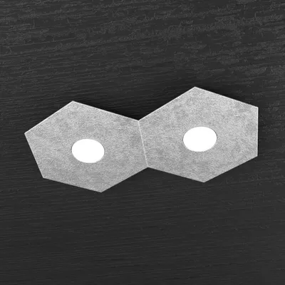 Immagine prodotto di Plafoniera Moderna Hexagon Metallo Foglia Argento 2 Luci Led 12X2W