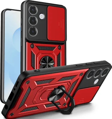 Produktbild von Outdoor Panzer Hülle für Samsung Galaxy S26+ mit Kameraschutz Ringhalter Rot