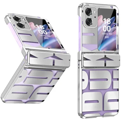Obrázek produktu pro Pouzdro pro Oppo Find N2 Flip, galvanizované průhledné pouzdro s ochranou pantu Stříbro
