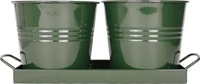 Obrázek produktu pro Kovová miska se 2 květináči Mary's Garden Supplies, 35 cm, barva zelená