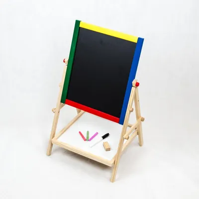 Produktbild von 2 in 1 Kindertafel/Schultafel inklusive Kreide, Filzstift und Schwamm ; Maße: 52 cm x 35 cm x 40 cm