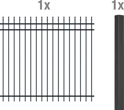 Produktbild von Alberts Zaun-Anbauset Columbus matt schwarz zum Einbetonieren Höhe 1800 mm Länge 2 m