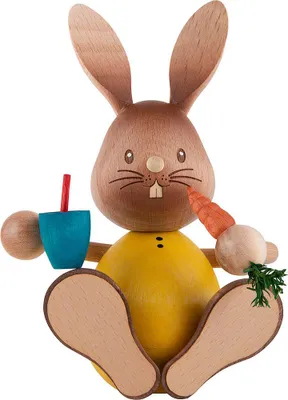 Zdjęcie produktu dla Dekoracja wielkanocna zajączek "Stupsi" z marchewką i kubkiem Wysokość ok. 12cm NOWOŚĆ