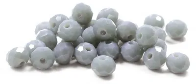 Produktbild von Vintageparts Glasschliffperlen graublau Rondell facettiert 6 x 4 mm für Ketten und Armbänder, 30 Stück