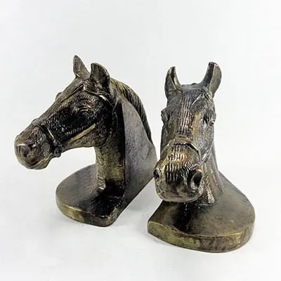 Immagine prodotto di Casa Padrino Set Fermalibri Teste di Cavallo in Ottone - Fermalibri - Fermalibri