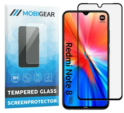 Produktbild von Mobigear Premium Displayschutzfolie für Xiaomi Redmi Note 8, gehärtetes Glas, Panzerglas, kompatibel mit Hüllen, schwarz