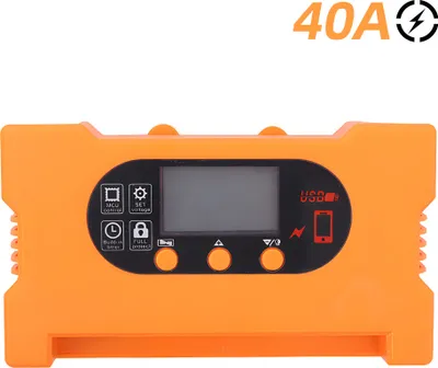 Produktbild von 40A Solarladeregler 12V/24V Solarpanel Intelligenter Regler mit zwei USB-/Typ-C-Anschluessen OLED-Display PWM Solarpanel-Laderegler