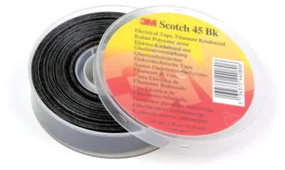 Produktbild von 3M Deutschland Glasf-Polyest-Isolierband 19mmx20m,sw, glasf. Scotch 45 19x20 bk