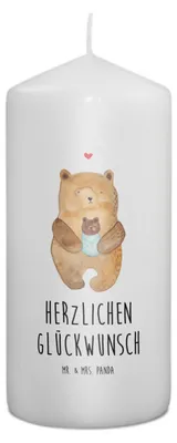 Produktbild von Mr. & Mrs. Panda Kerze Bär Baby 15 x 7 cm - Weiß - Geschenk, Glückwunsch, Erinnerungslicht, Teddy, Nichte, Erinnerungskerze, Blockkerze, Mutter, Geburtstag, Geburt