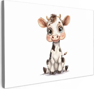 Produktbild von Leinwand Bilder 120x80 cm - Kinder Tiere - Kuh, Bilder, Wanddeko, Wandbilder Wohnzimmer