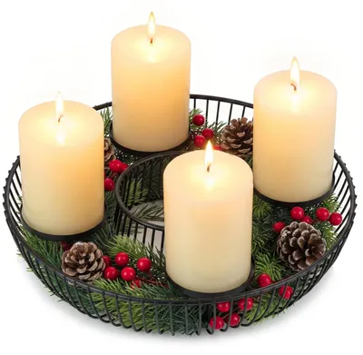 Metall Adventskranz Ø 32 cm schwarz für 4 Stumpenkerzen