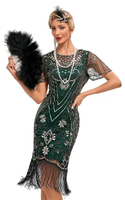 Produktbild von Viloree VILOREE 1920s Kleid Damen Flapper Charleston Kleid Gatsby Pailletten Coc
