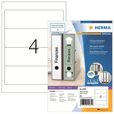 Produktbild von Ordneretiketten A4 weiß 192x61 mm Papier matt blickdicht 400 St.
