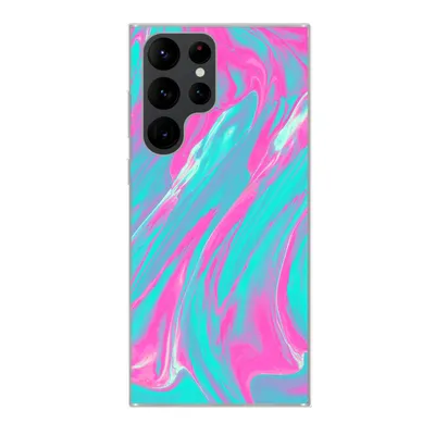 Produktbild von MuchoWow® Handyhülle Schutzhülle Hülle für Samsung Galaxy S22 Ultra Kunst - Rosa - Blau - Psychedelisch Silikon Softcase Handy Hülle - Abbildung
