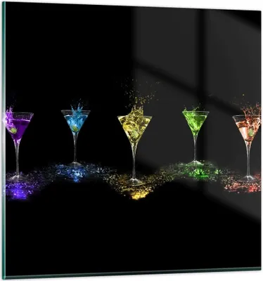 Produktbild von Bilder auf glas - Cocktail trinken Alkohol Glas - 40x40cm - Glasbilder - Wandbilder - Kunstdruck - zum Aufhängen bereit - Wanddekoration aus Glas - Glas Bilder - Wandbild auf Glas - GAC40x40-0442