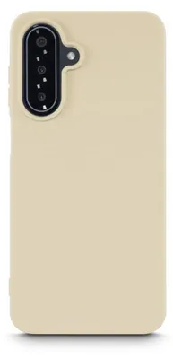 A back view of a beige smartphone case with a camera cutout.