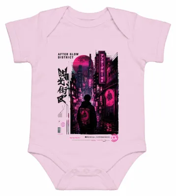 Zdjęcie produktu dla Cyberpunkowa Tokio, dzielnica Afterglow, Japonia, neonowy róż, styl Y2K, body dla dziewczynki, kolor różowy, rozmiar 3/6