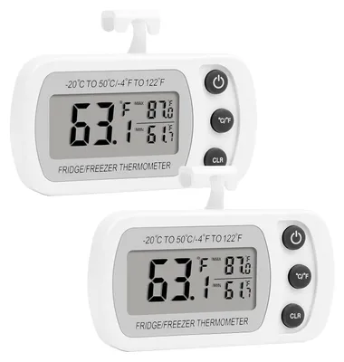 Produktbild von Gefrierschrank Thermometer digital 2 Stück, wasserdichtes Kühlschrank Thermometer mit Magnet für Küche, Keller & Camping