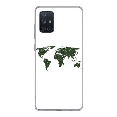 Produktbild von MuchoWow® Handyhülle Schutzhülle Hülle für Samsung Galaxy A51 Weltkarte - Grün - Blätter Silikon Softcase Handy Hülle - Schutzabdeckung