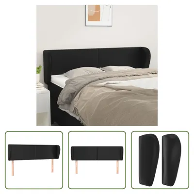 Produktbild von The Living Store Kopfteil mit Ohren Schwarz 147x23x78/88 cm Kunstleder