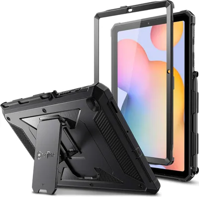 Produktbild von Fintie Hülle für Samsung Galaxy Tab S6 Lite 10.4 2022/2020 SM-P610/P613/P615/P619 - Ganzkörper-Rugged Hybrid Stand Schutzhülle mit eingebauter Schutzfolie, Schwarz