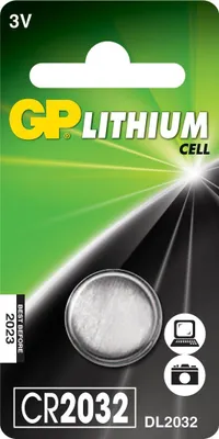 Zdjęcie produktu dla GP Batteries Lithium Cell CR2032, Jednorazowa bateria, CR2032, Lit, 3 V, 1 szt., Stal nierdzewna