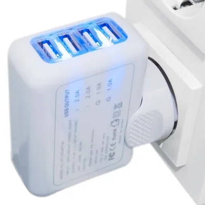 Immagine prodotto di adattatore di alimentazione a 4 vie Caricatore USB compatibile con iPhone, Samsung, tablet, adattatore incluso