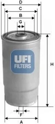 Produktbild von Kraftstofffilter UFI 24.460.00 für HYUNDAI SANTA FÉ I (SM) Filtereinsatz