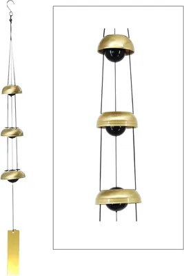 Produktbild von Feng Shui Windgong - Dekoration für Garten und Fenster - Kupfer - 3 Glocken