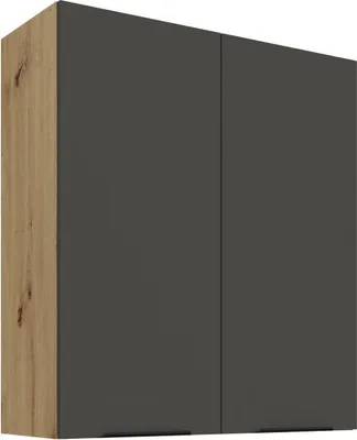 Image de Armoire murale haute LUNARA - largeur 80 cm, graphite / chêne artisanal