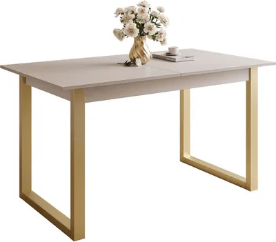 Produktbild von ARTON GOLD II 140 cm ausklappbarer Tisch Kaschmir- Metallbeine U