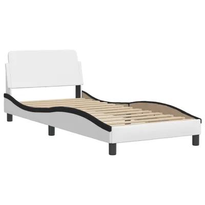 Produktbild von Bettgestell "Dover" Weiß und Schwarz 90x190 cm Kunstleder