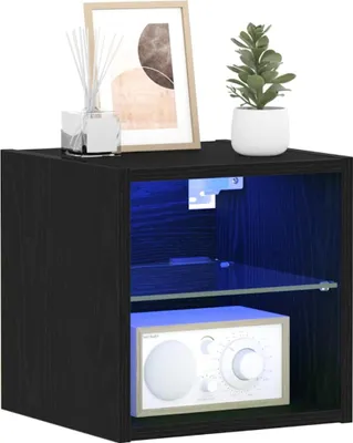 Immagine prodotto di vidaXL Comodino da parete a LED Nero 30 x 28,5 x 30 cm