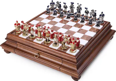 Immagine prodotto di Set Di Scacchi Italiano Landsknecht + Scacchiera In Marmo/Legno 46