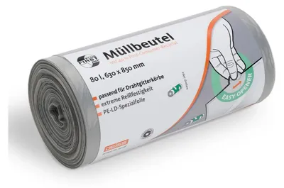 Produktbild von Deiss FIRST PLUS PCR Müllsäcke grau 80 Liter 630 x 850 mm 50 Säcke